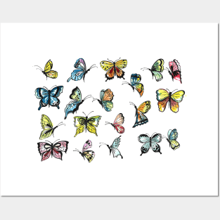 Butterflies Watercolor Set Posters and Art